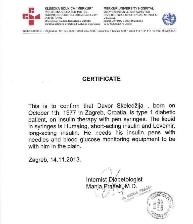 Diabetes Certificate